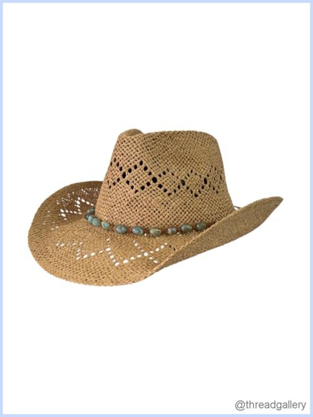 Paper Straw Cowboy Hat Wide Brim Adjustable Drawstring Sun Beach Hat